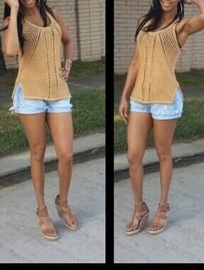 Elegant Knit Tan Tank Top